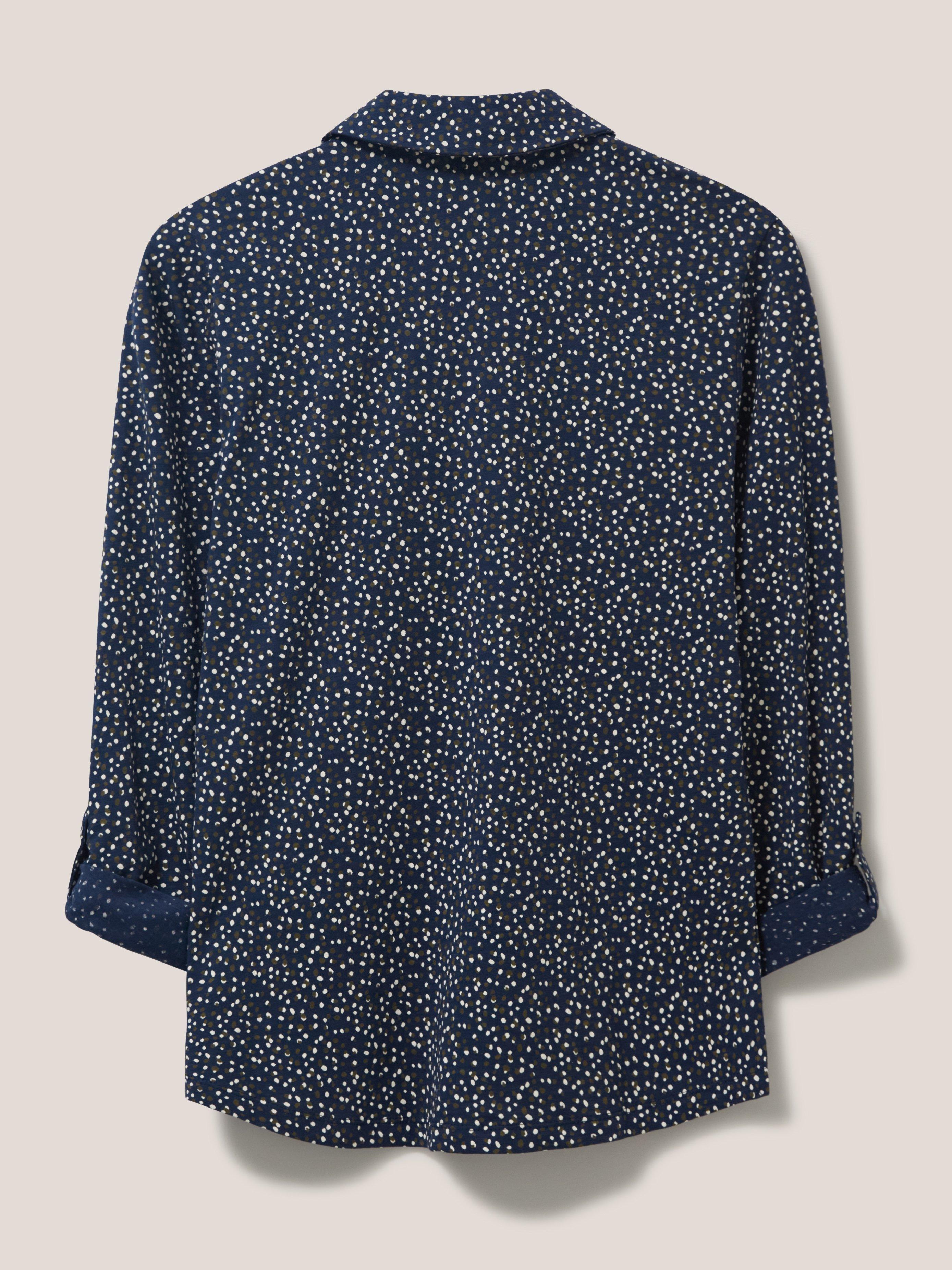 Annie Printed Jersey Shirt in NAVY MULTI - FLAT BACK