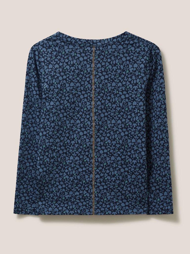 Long Sleeve Nelly Tee in NAVY MULTI - FLAT BACK