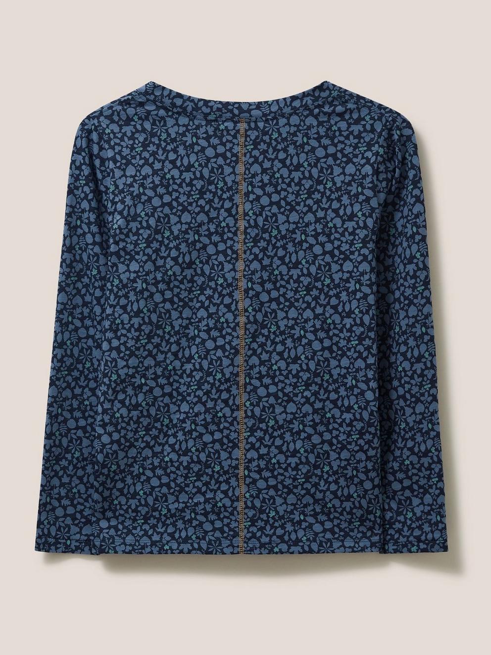 Long Sleeve Nelly Tee in NAVY MULTI - FLAT BACK