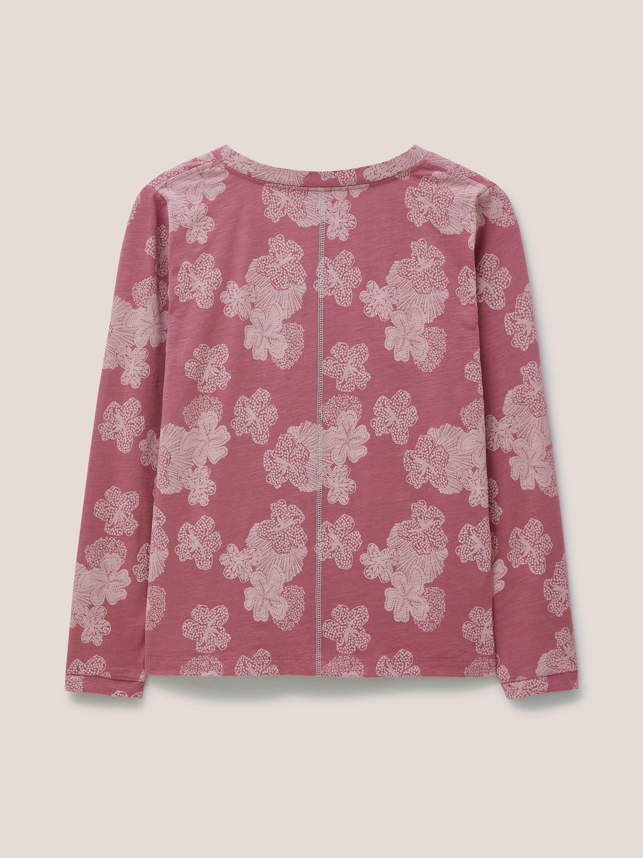 Long Sleeve Nelly Tee in PINK MLT - FLAT BACK