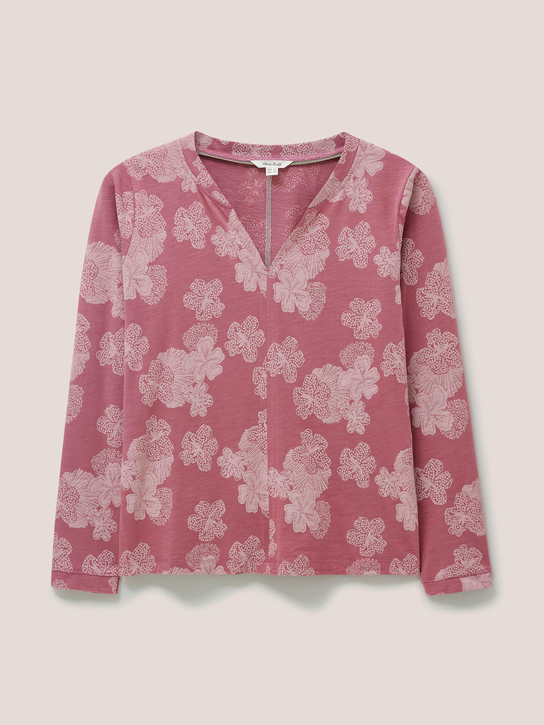 Long Sleeve Nelly Tee in PINK MLT - FLAT FRONT