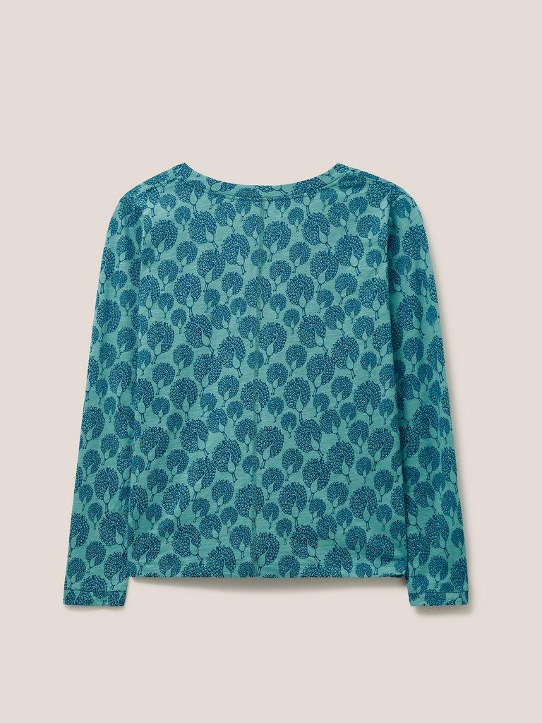 Long Sleeve Nelly Tee in TEAL PR - FLAT BACK