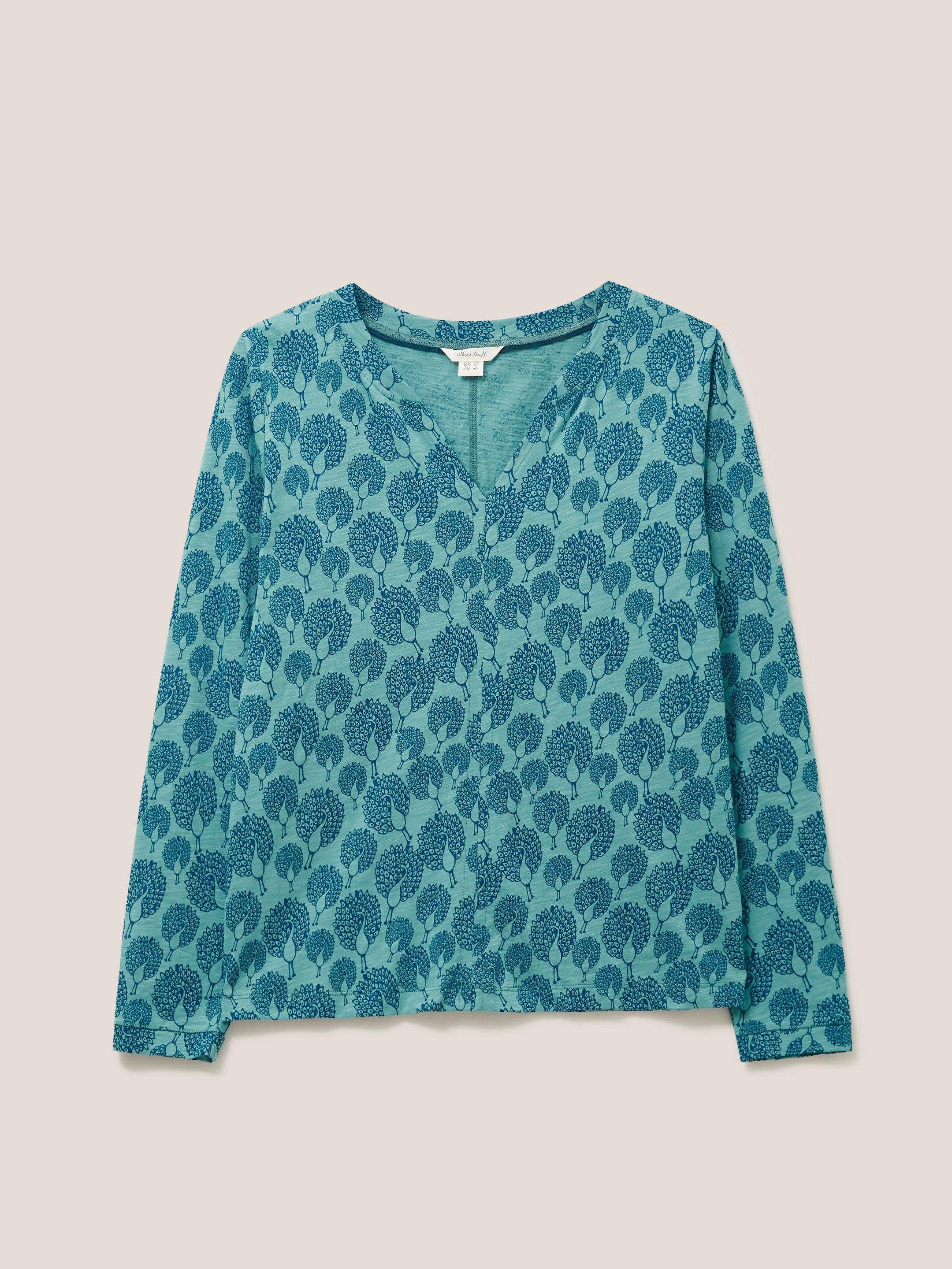 Long Sleeve Nelly Tee in TEAL PR - FLAT FRONT