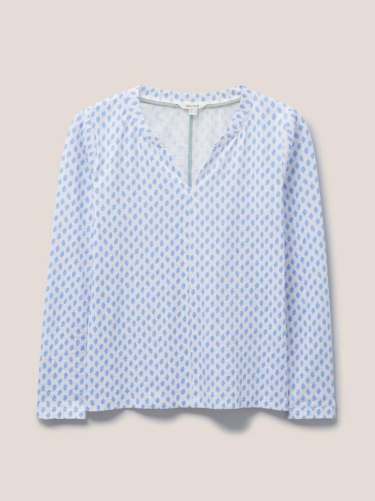 Long Sleeve Nelly Tee in WHITE MLT - FLAT FRONT