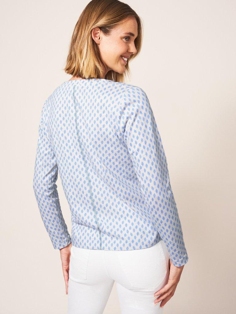 Long Sleeve Nelly Tee in WHITE MLT - MODEL BACK