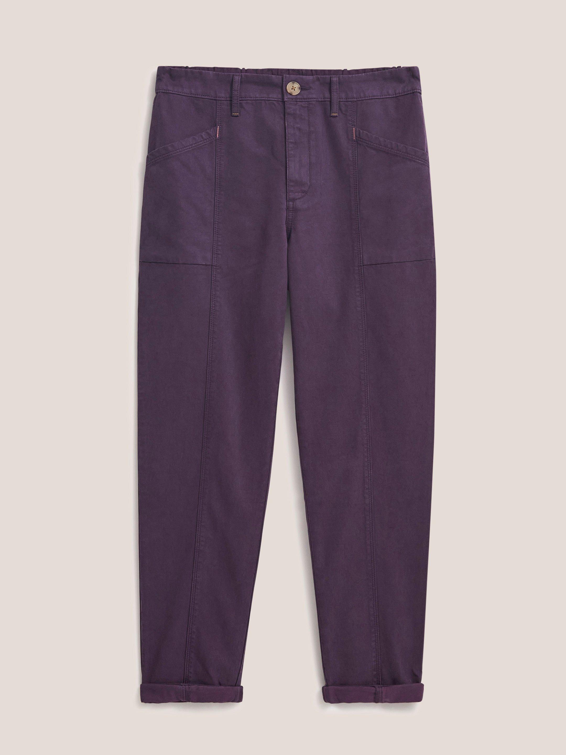 Thea Tapered Trouser in DK PURPLE - FLAT FRONT