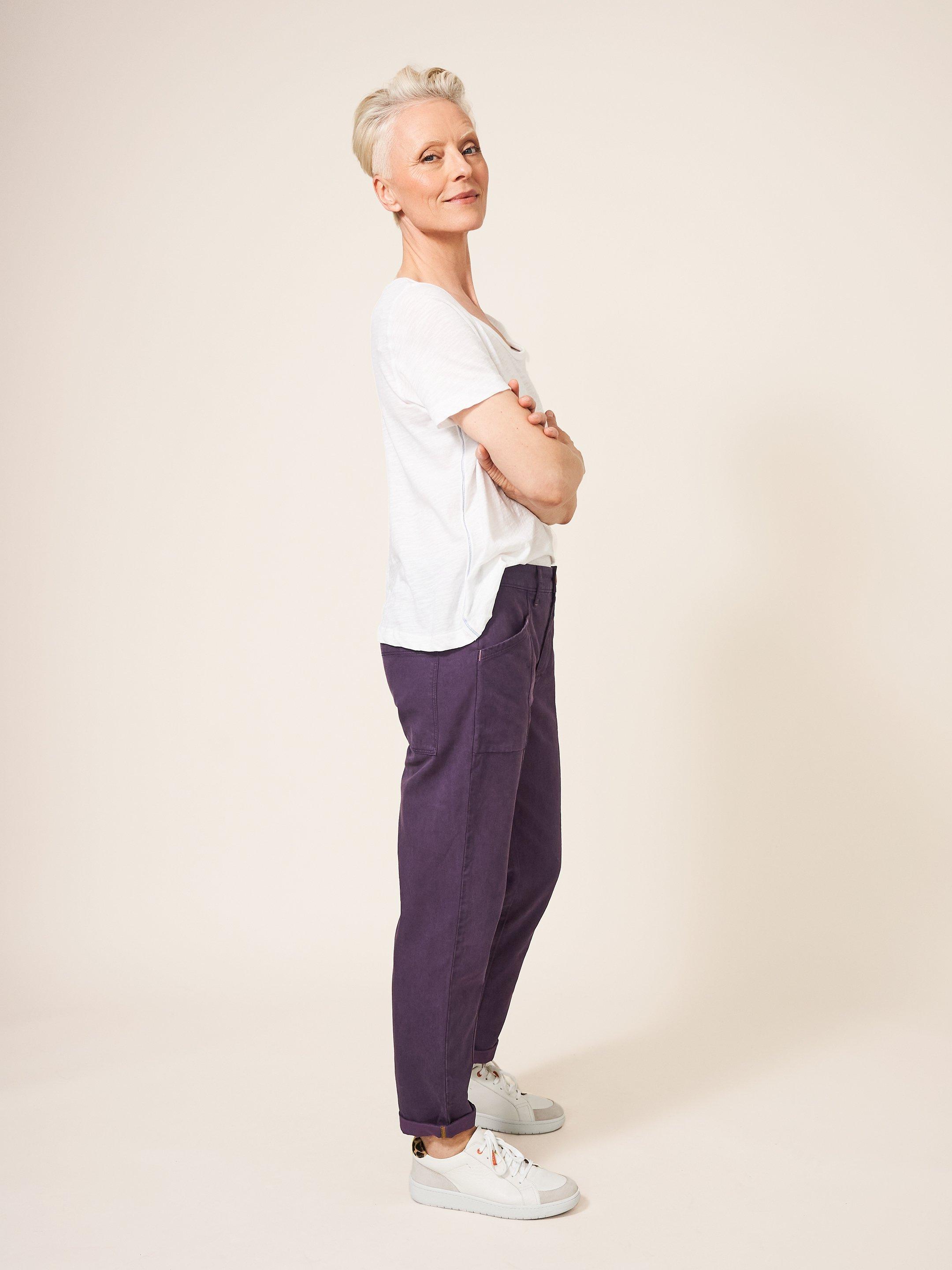 Thea Tapered Trouser in DK PURPLE - LIFESTYLE