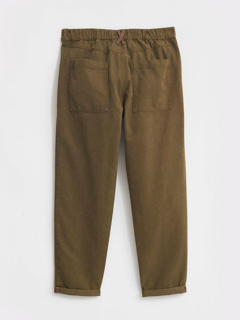 Thea Tapered Trouser in KHAKI GRN - FLAT BACK