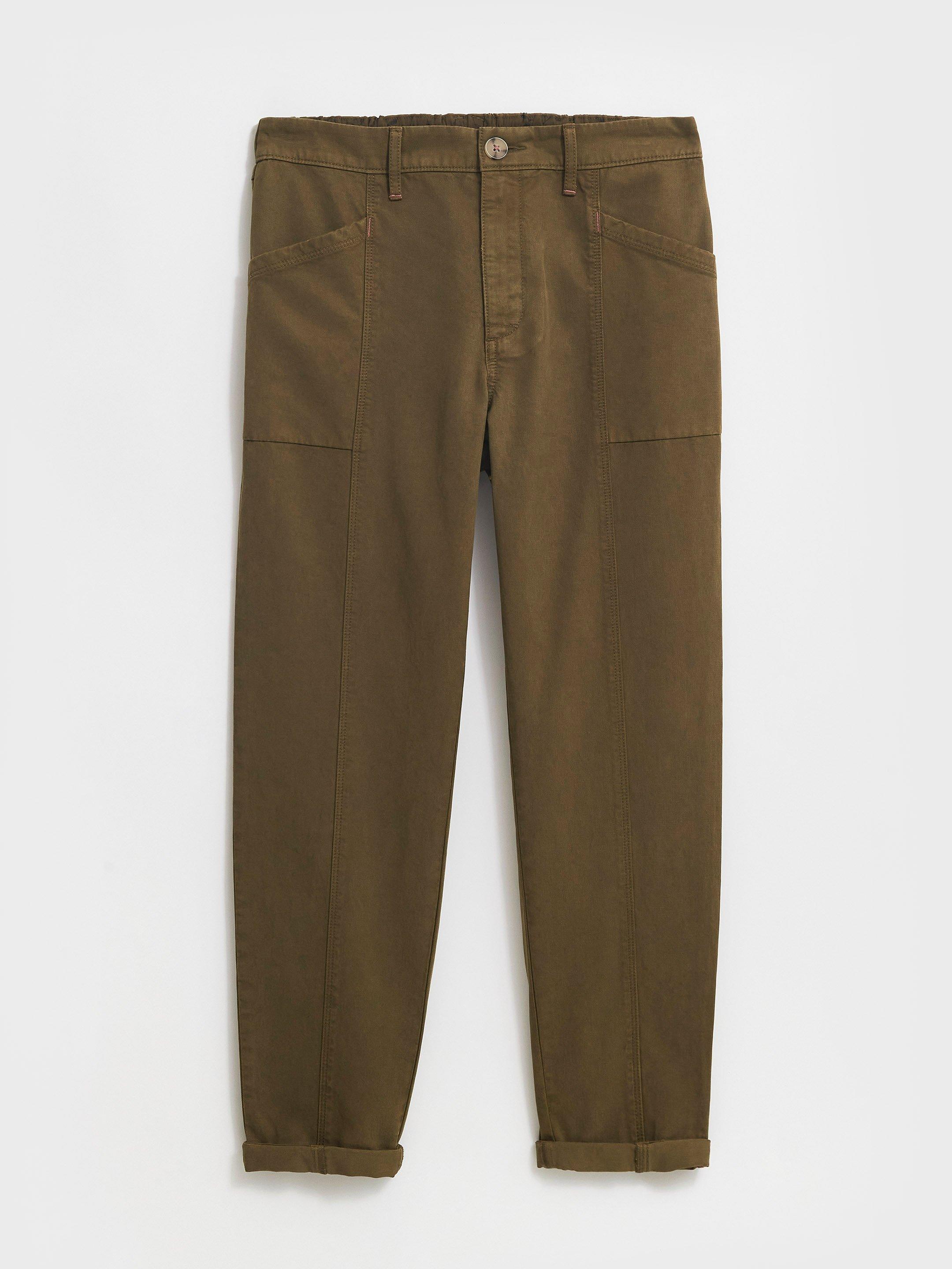 Thea Tapered Trouser in KHAKI GRN - FLAT FRONT