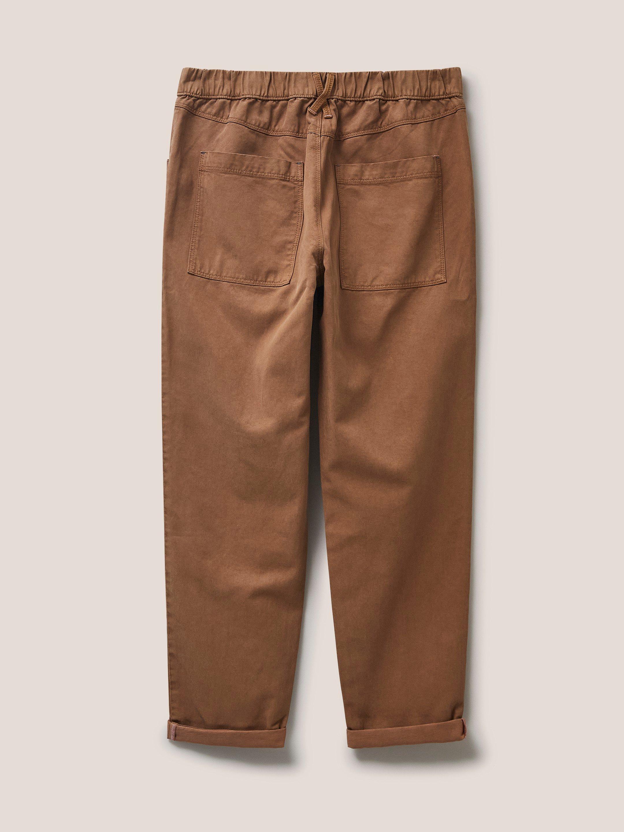 Thea Tapered Trouser in MID TAN - FLAT BACK