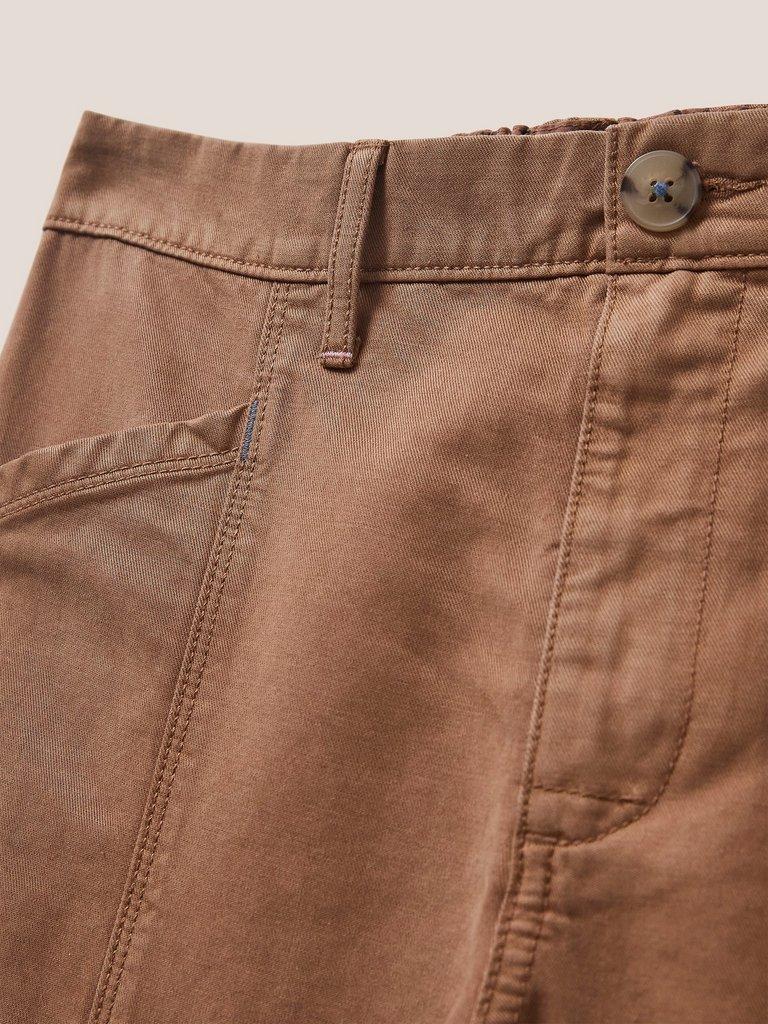 Thea Tapered Trouser in MID TAN - FLAT DETAIL