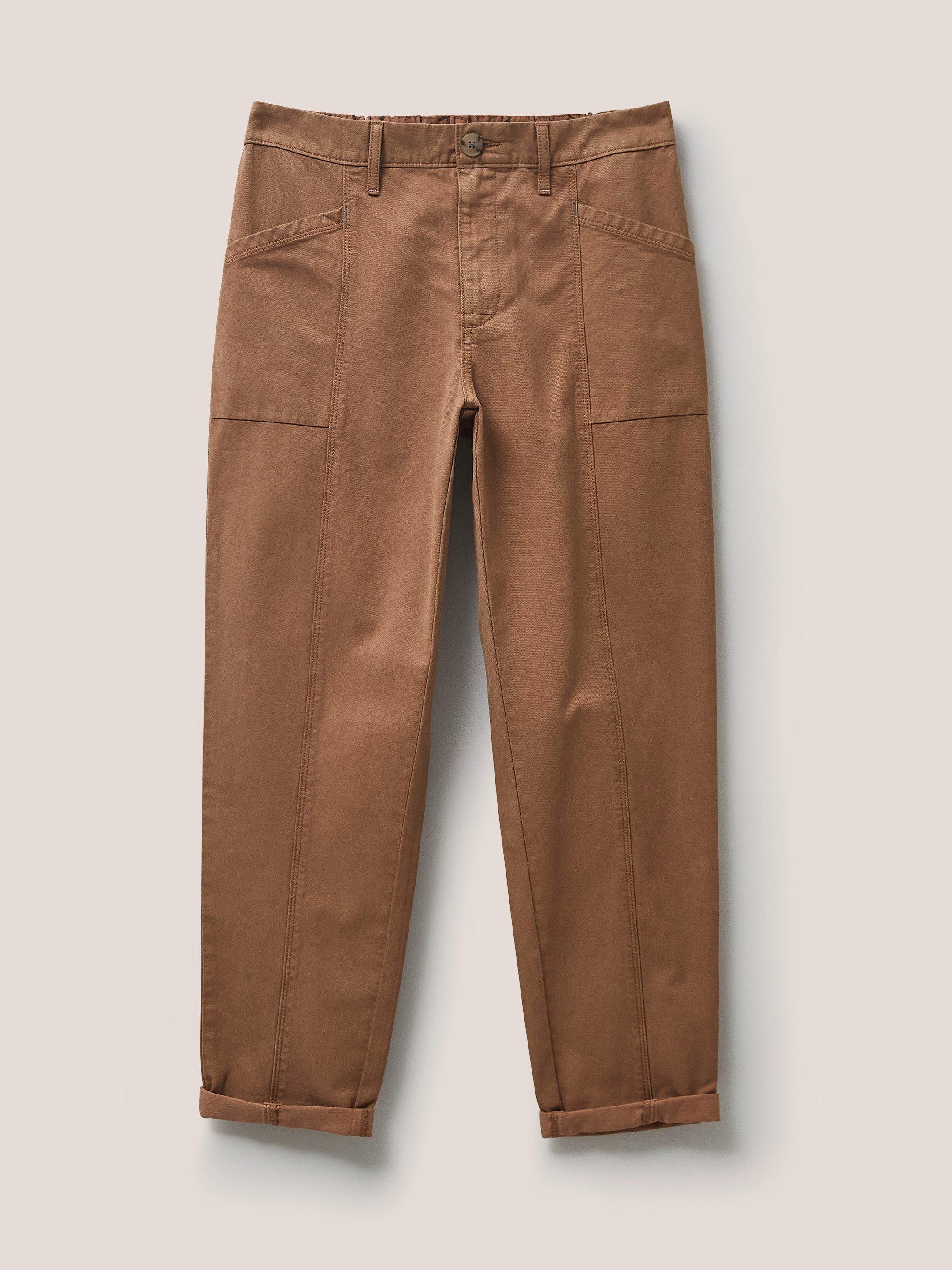 Thea Tapered Trouser in MID TAN - FLAT FRONT