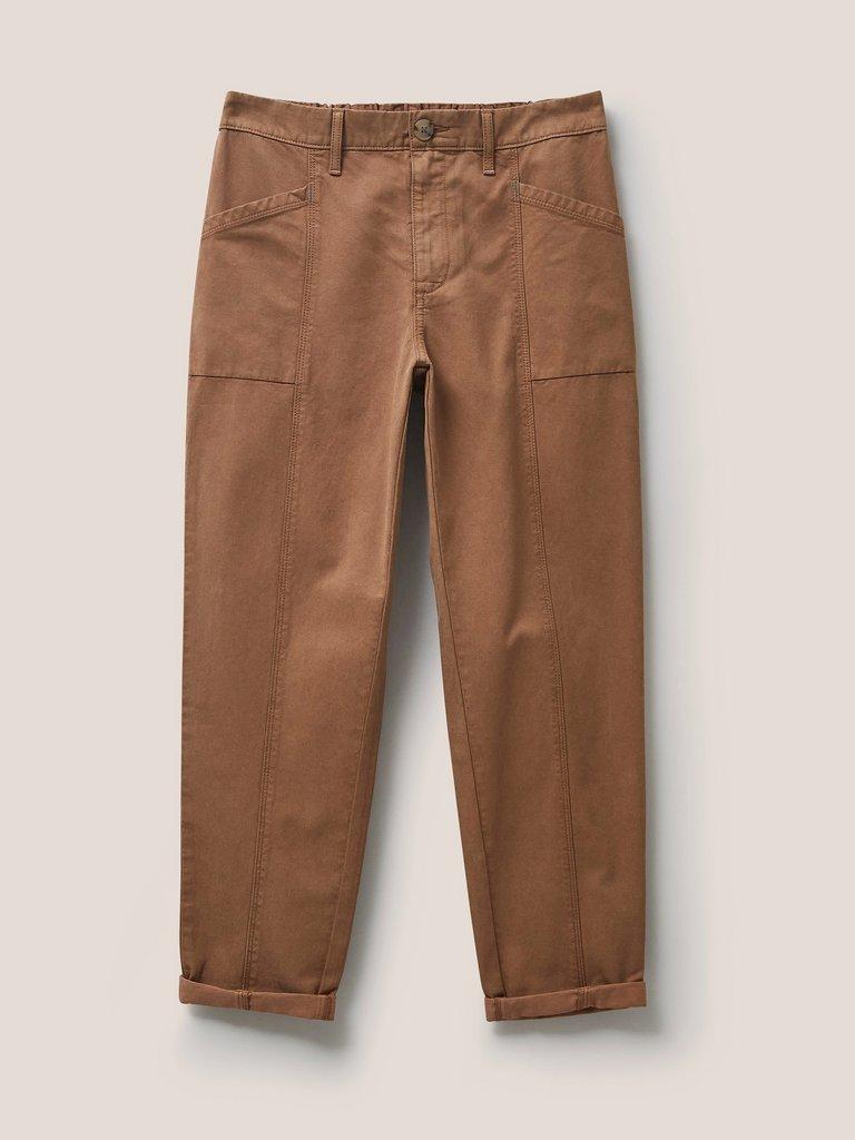 Thea Tapered Trouser in MID TAN - FLAT FRONT