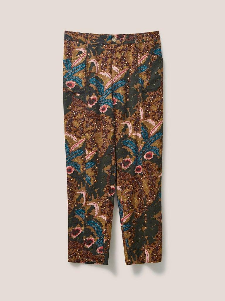 Thea Printed Trouser in TEAL MLT - FLAT FRONT