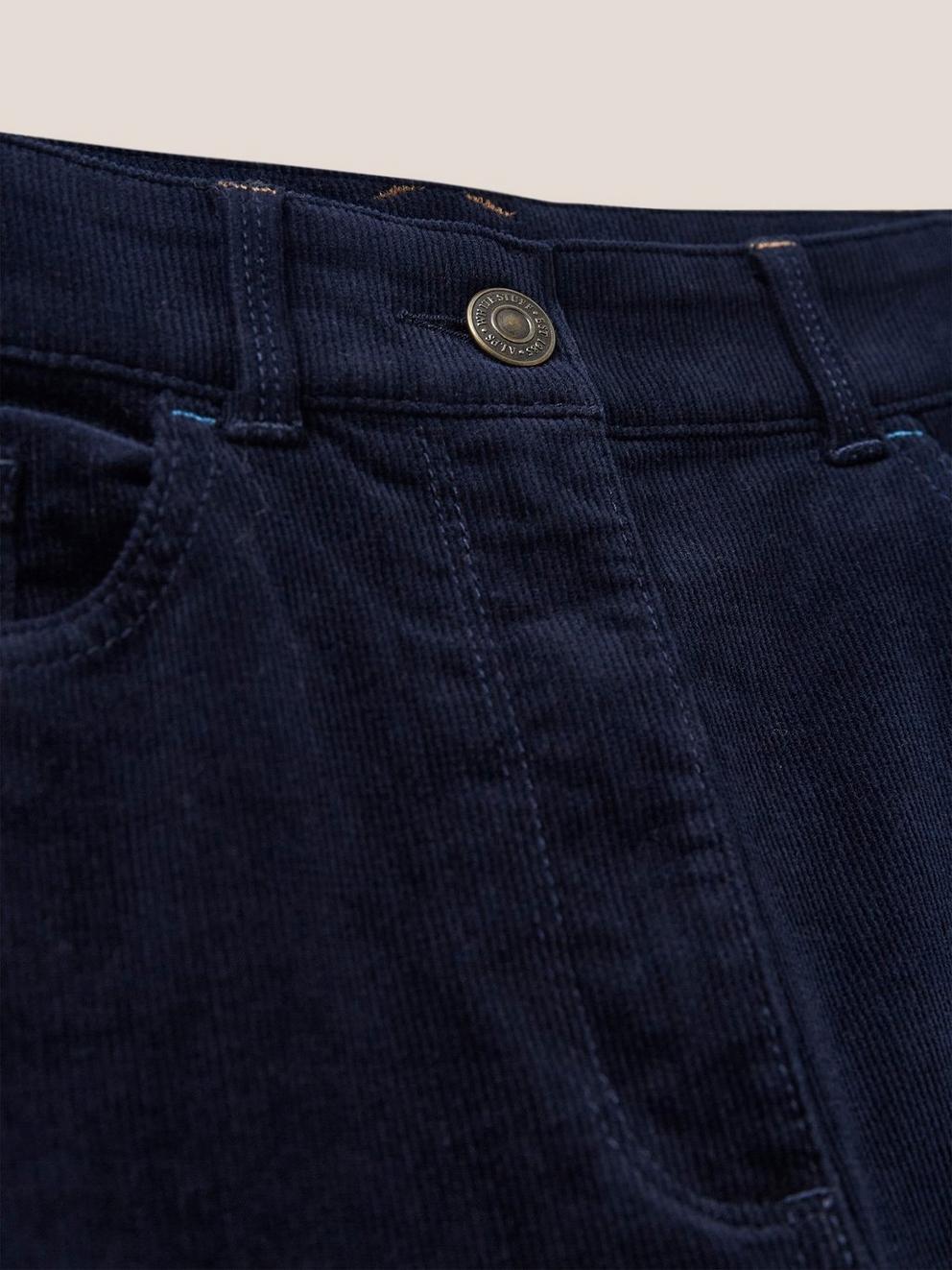 Brooke Straight Cord Trouser in DARK NAVY - FLAT DETAIL