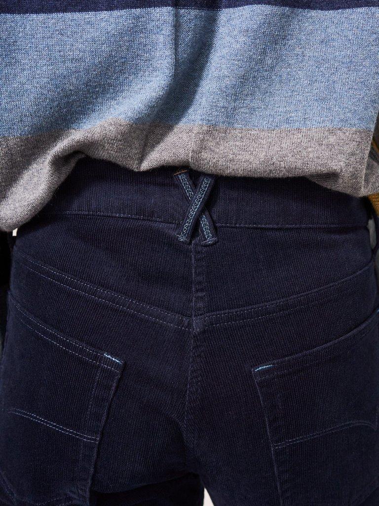 Brooke Straight Cord Trouser in DARK NAVY - MODEL DETAIL