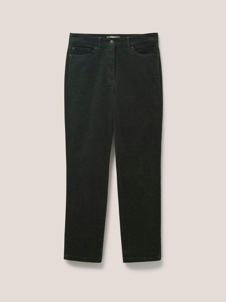 Brooke Straight Cord Trouser in DK GREEN - FLAT FRONT