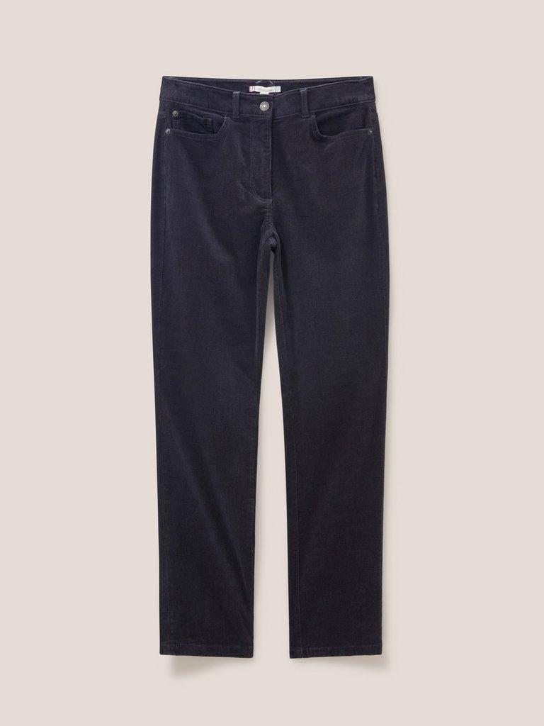 Brooke Straight Cord Trouser in DK GREY - FLAT FRONT