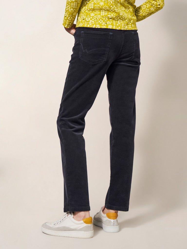 Brooke Straight Cord Trouser in DK GREY - MODEL BACK