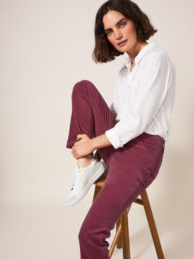 Brooke Straight Cord Trouser in DUS PINK - LIFESTYLE