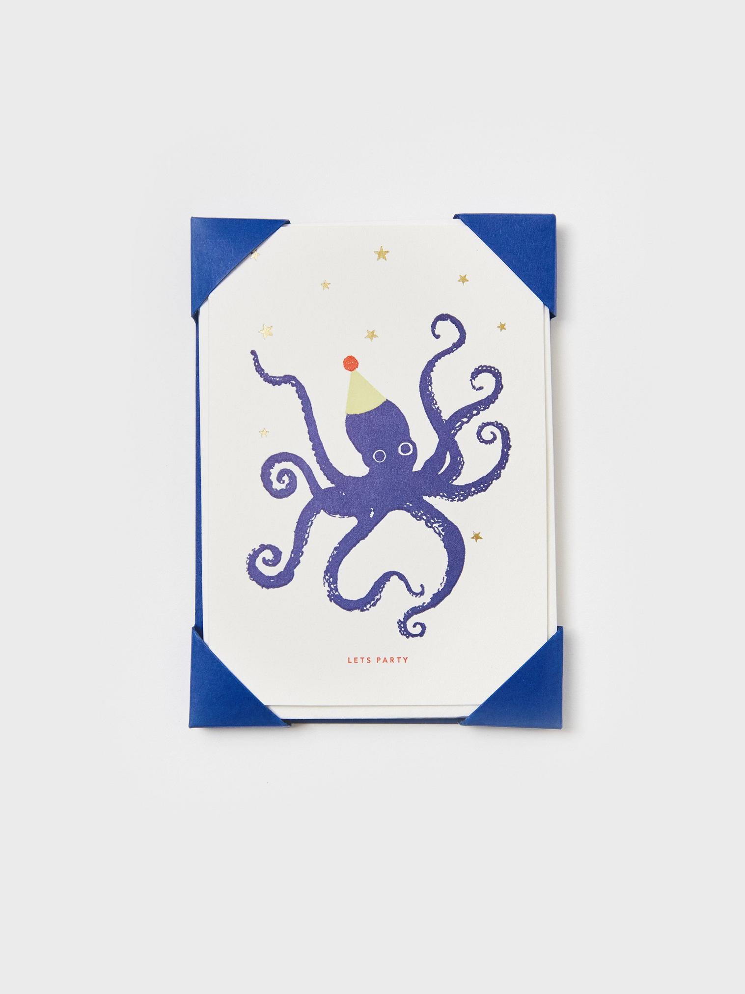 Octopus Notelets in BLUE MLT - FLAT FRONT
