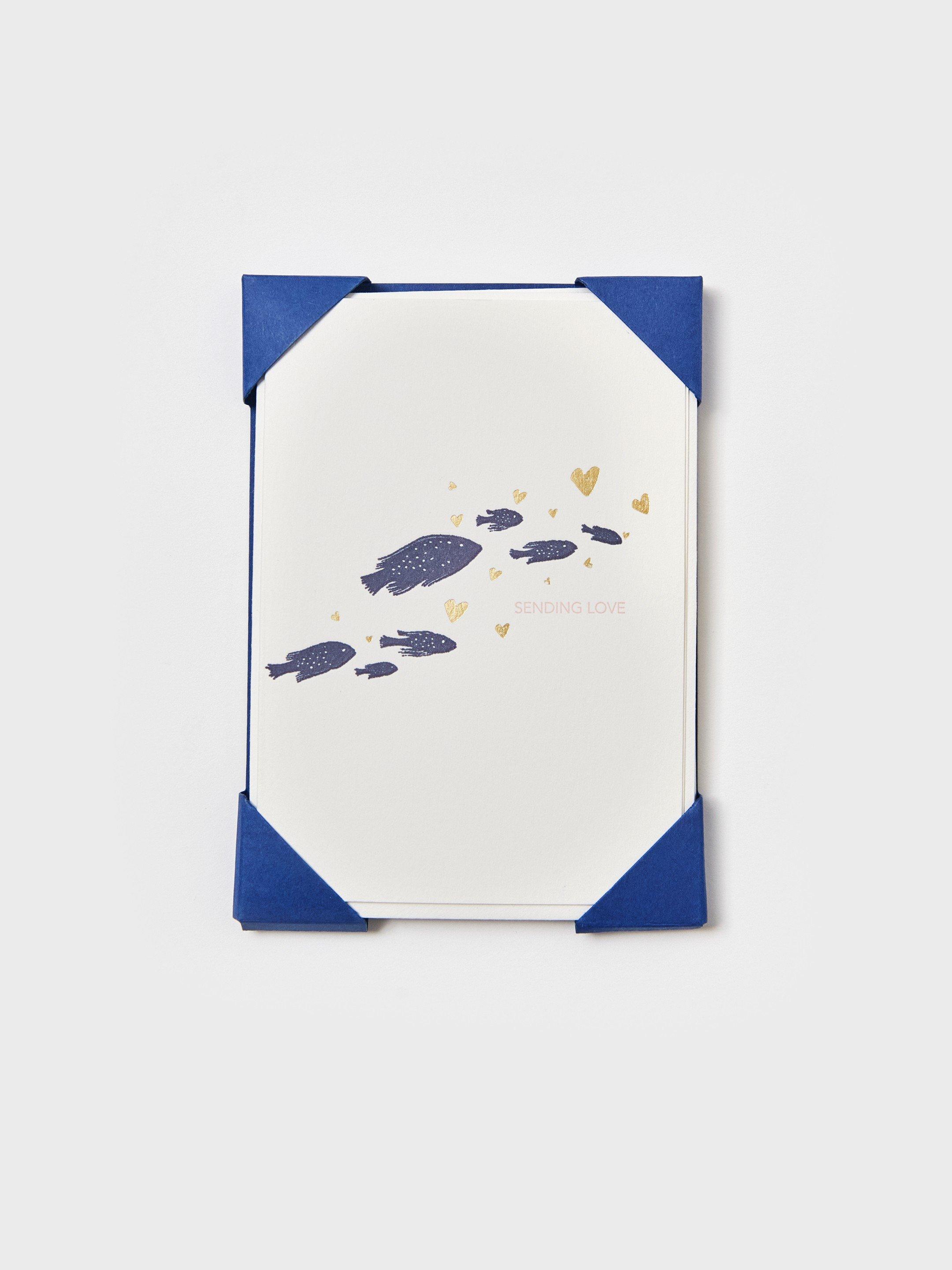 Fishes Notelets in BLUE MLT - FLAT FRONT