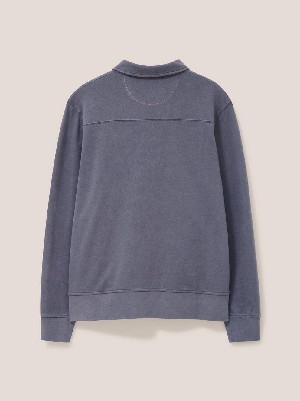Ashby Half Zip Sweat in DARK GREY - FLAT BACK