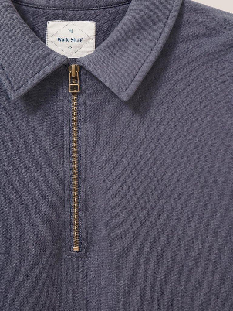 Ashby Half Zip Sweat in DARK GREY - FLAT DETAIL