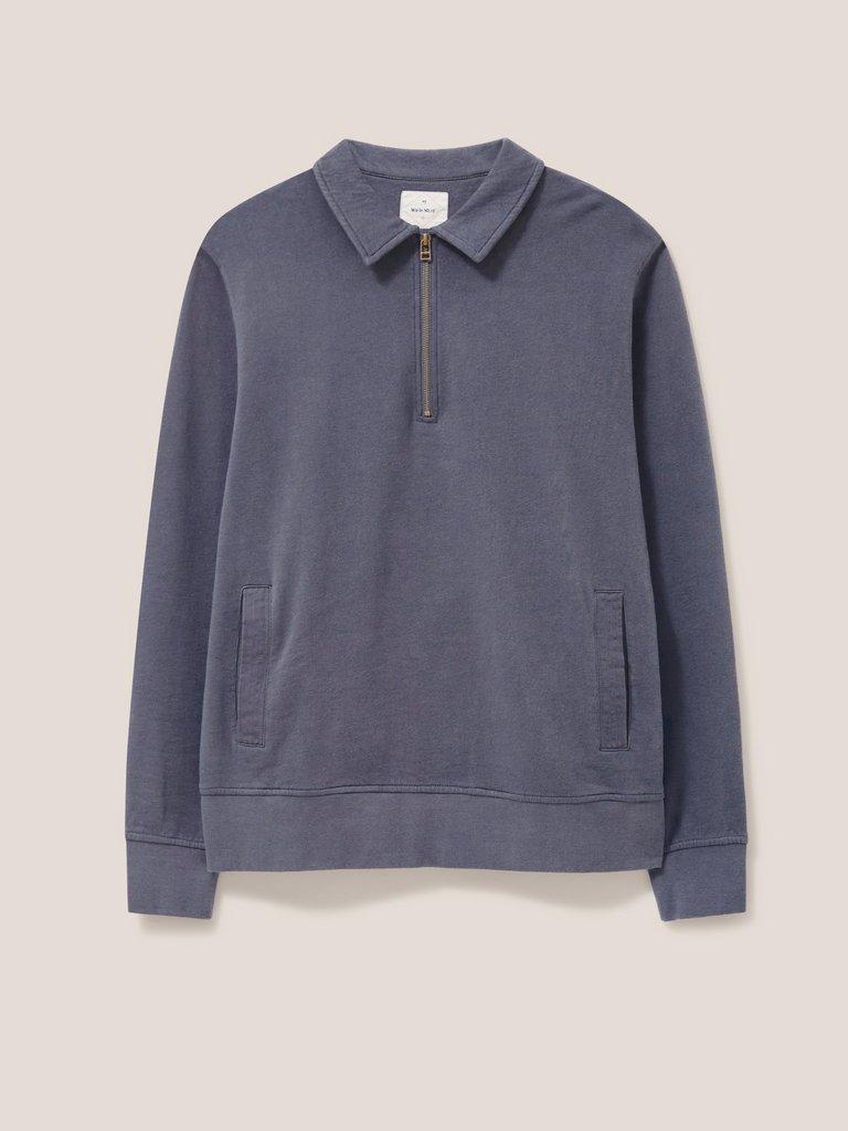 Ashby Half Zip Sweat in DARK GREY - FLAT FRONT