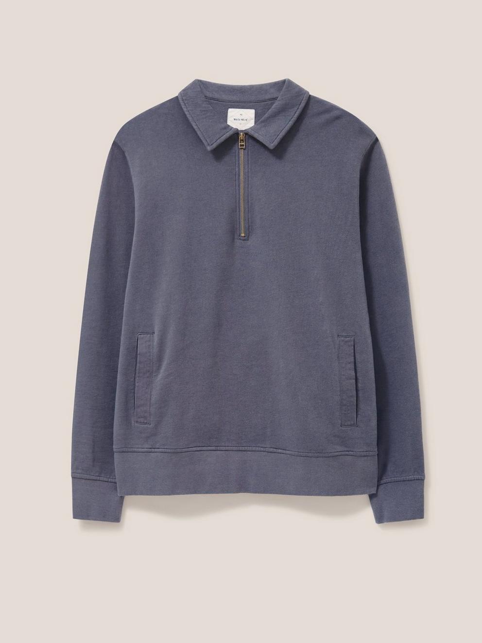 Ashby Half Zip Sweat in DARK GREY - FLAT FRONT