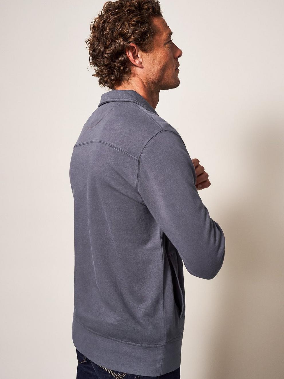 Ashby Half Zip Sweat in DARK GREY - MODEL BACK