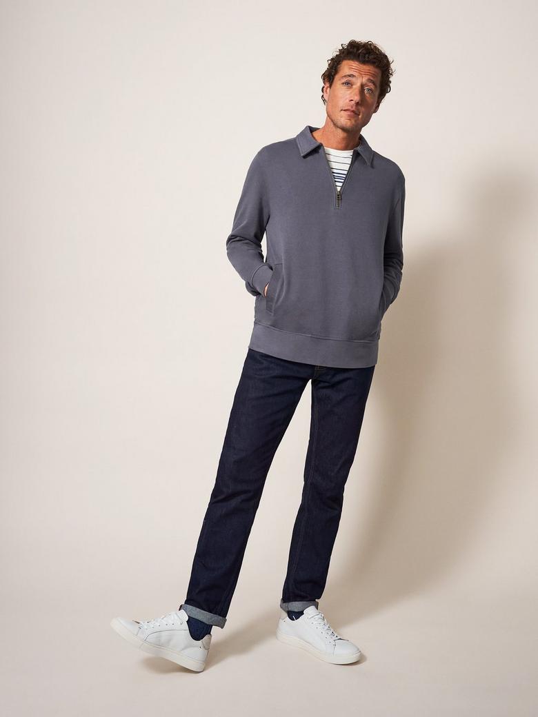 White Stuff Men's Ashby Half Zip Sweater Casual Long Sleeve Cotton Sweatshirt