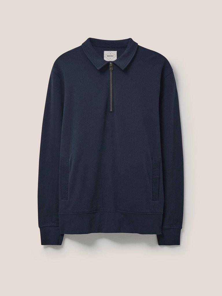 Ashby Half Zip Sweat in DARK NAVY - FLAT FRONT