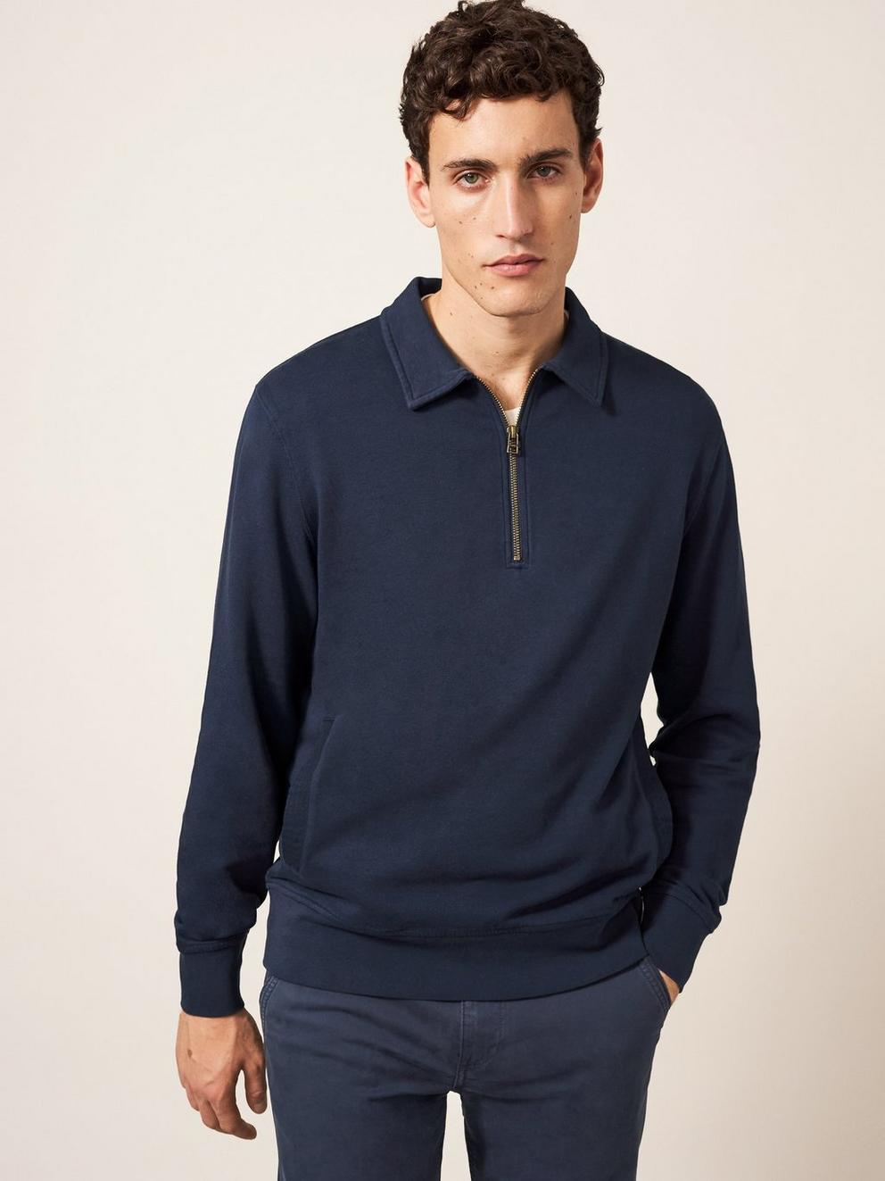 Ashby Half Zip Sweat in DARK NAVY - LIFESTYLE