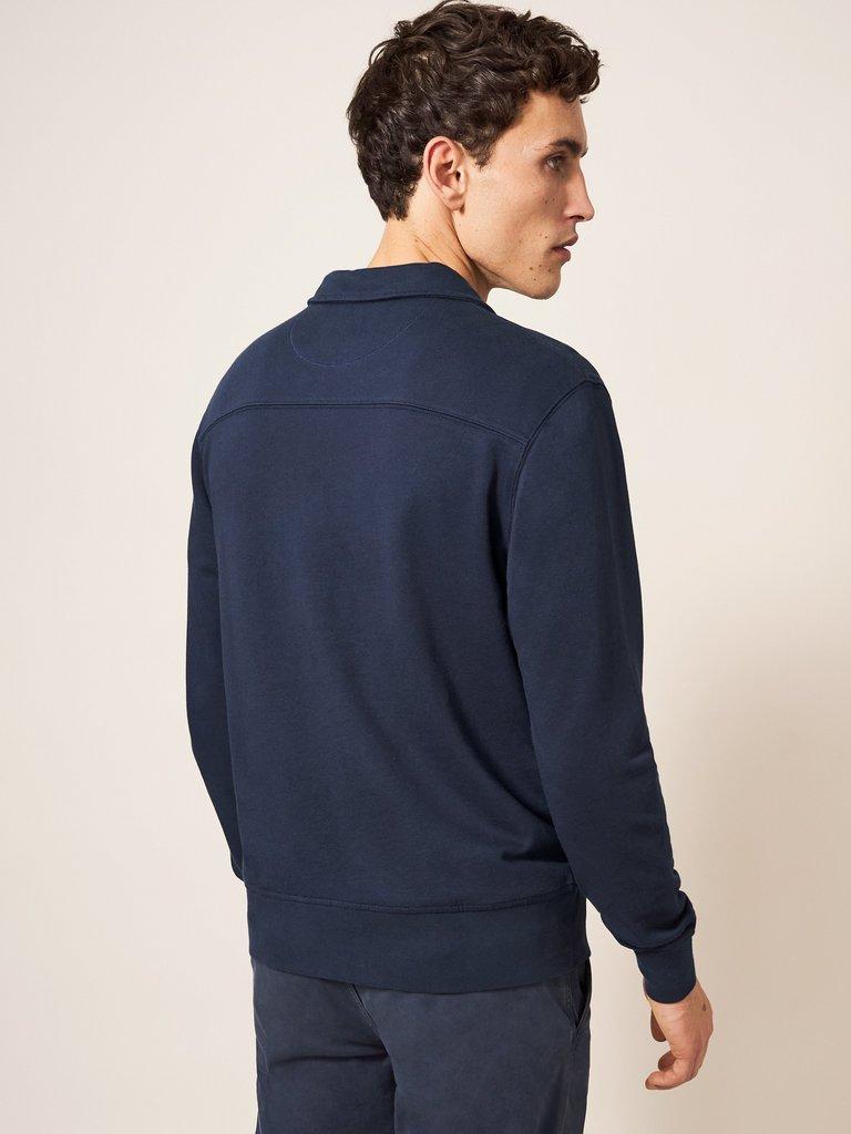 Ashby Half Zip Sweat in DARK NAVY - MODEL BACK