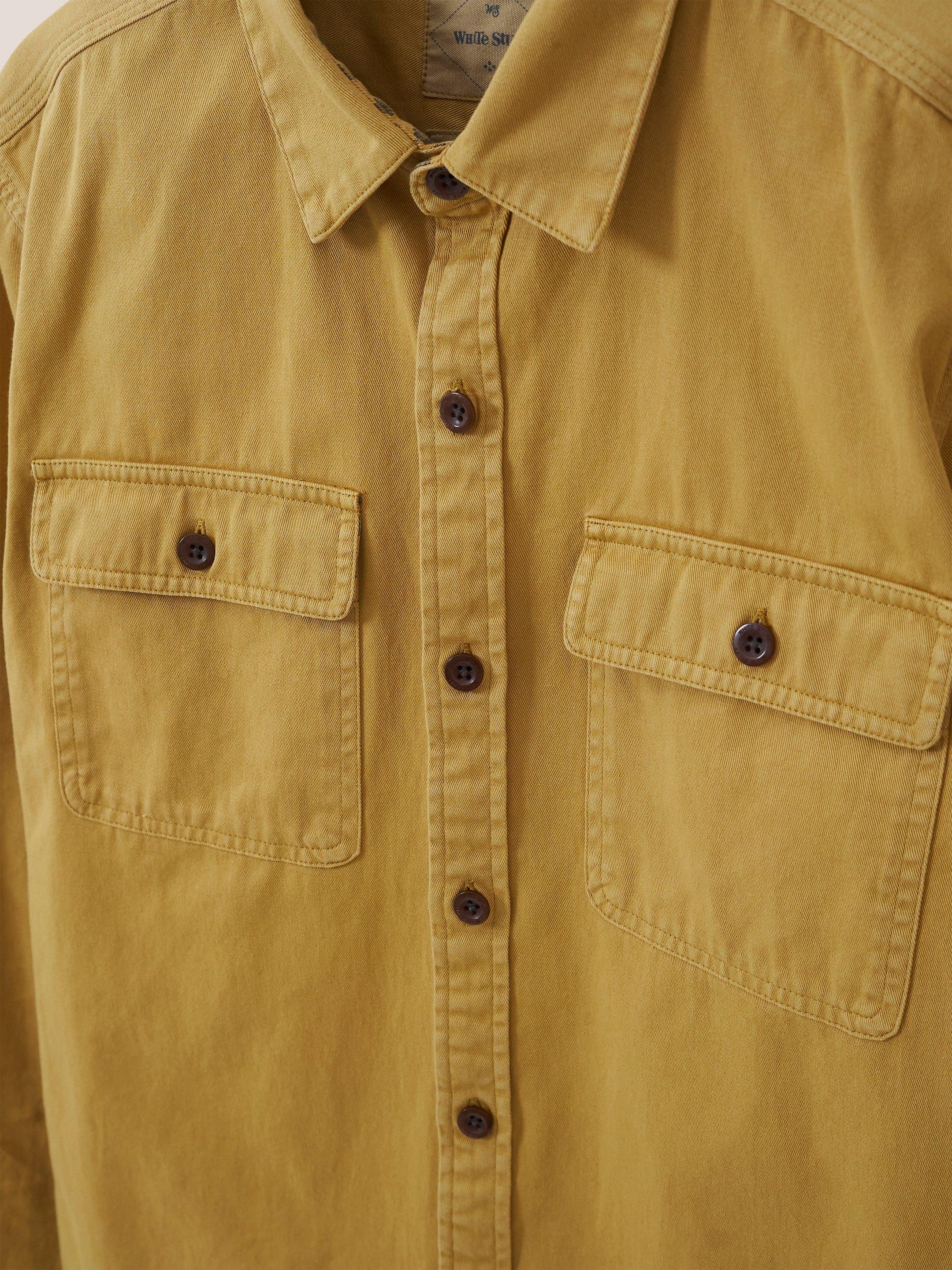 Furze Garment Dye Twill Shirt in DP YELLOW - FLAT DETAIL