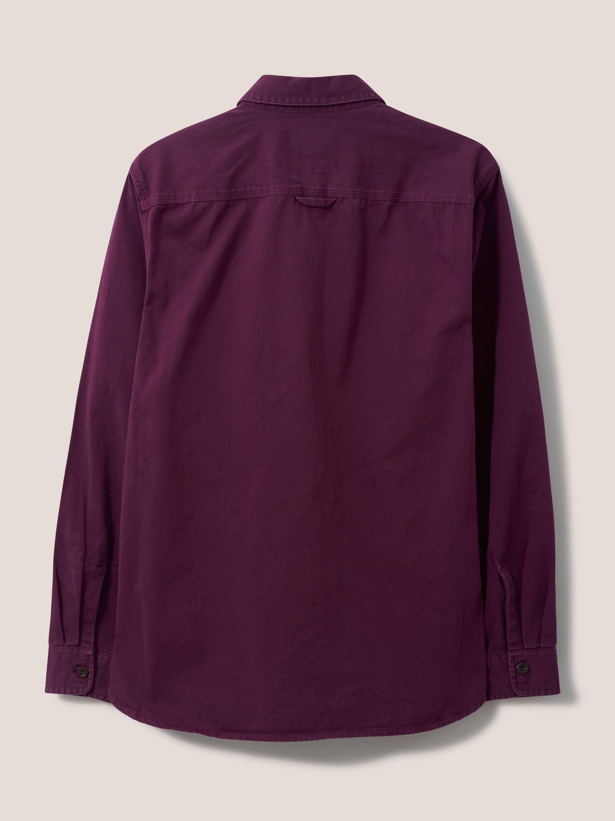 Furze Garment Dye Twill Shirt in MID PLUM - FLAT BACK