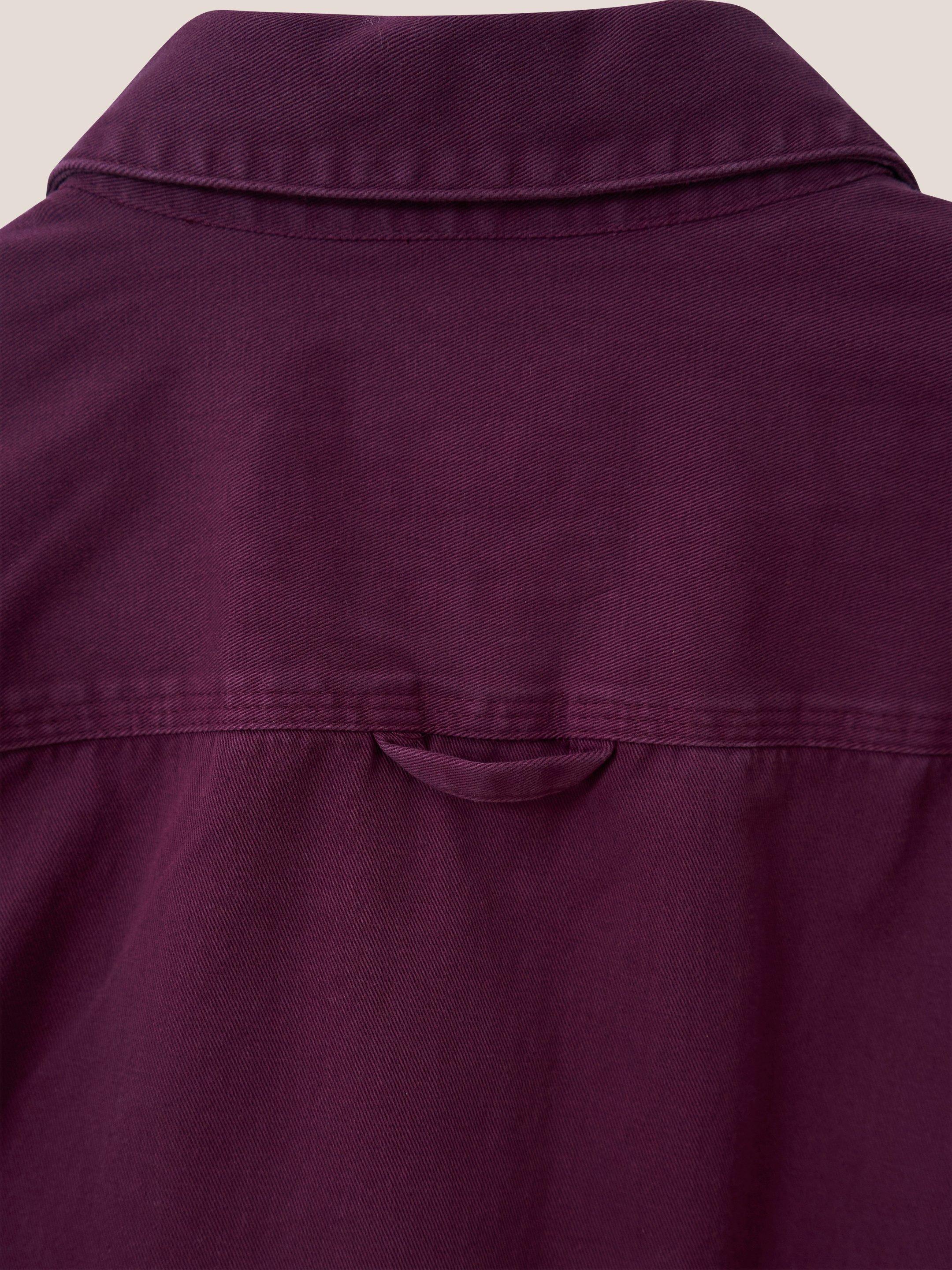 Furze Garment Dye Twill Shirt in MID PLUM - FLAT DETAIL