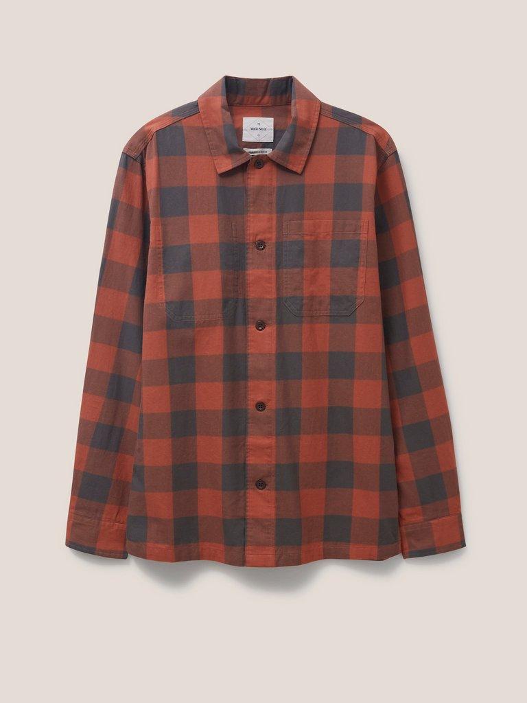 Buffalo Twill Check Shirt in MID RED - FLAT FRONT