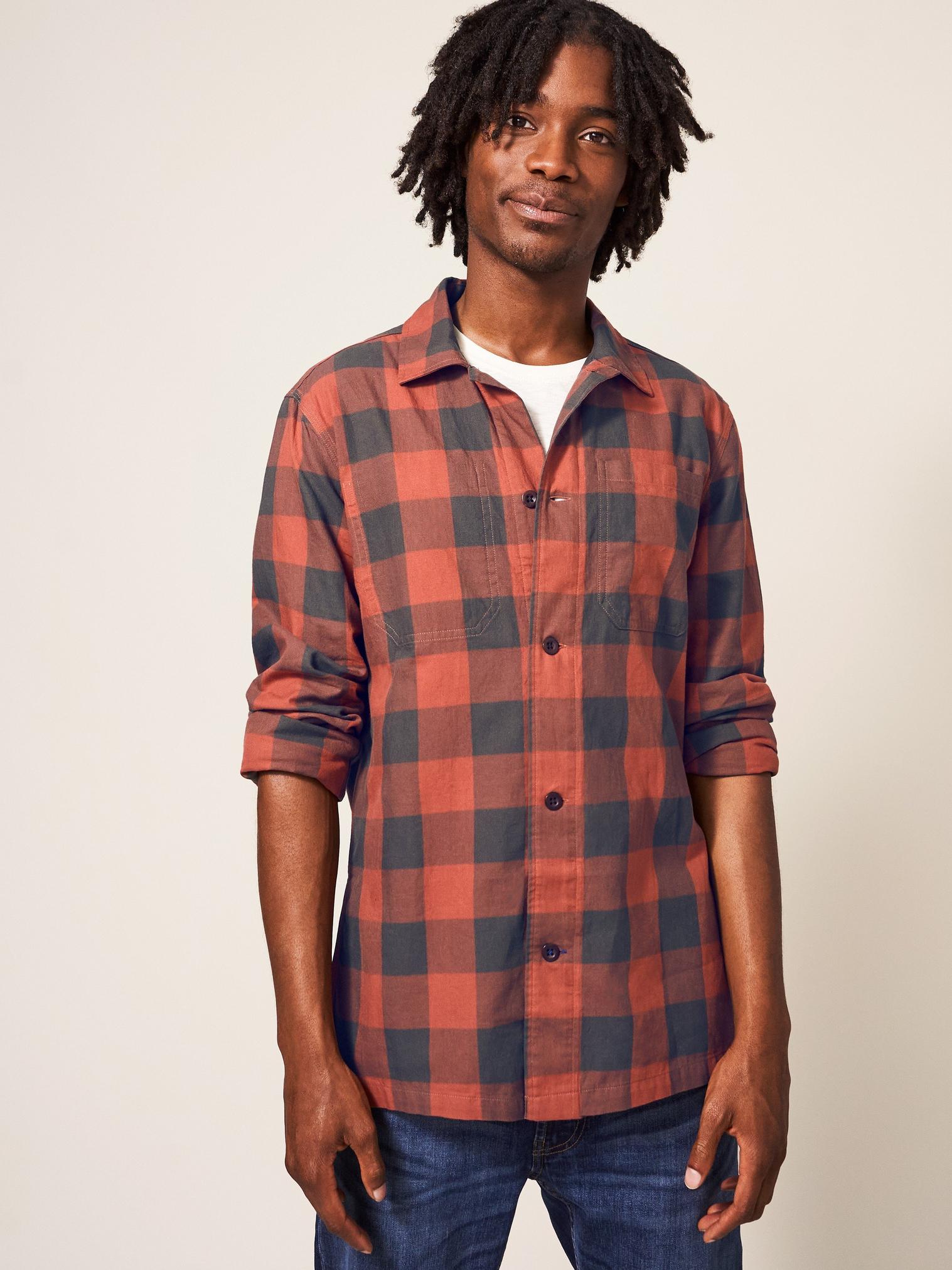Buffalo Twill Check Shirt in MID RED - LIFESTYLE