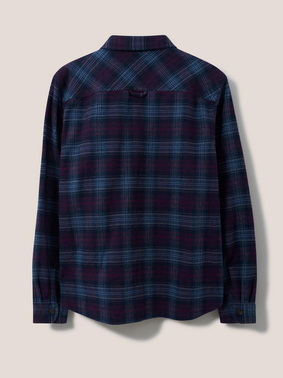 Darwen Check Overshirt in DARK NAVY - FLAT BACK