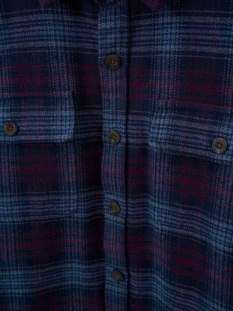 Darwen Check Overshirt in DARK NAVY - FLAT DETAIL