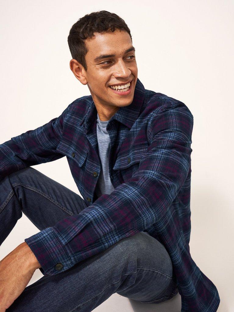 Darwen Check Overshirt in DARK NAVY - LIFESTYLE