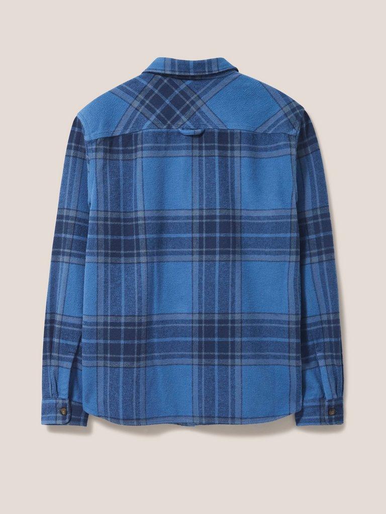 Darwen Check Overshirt in DEEP BLUE - FLAT BACK