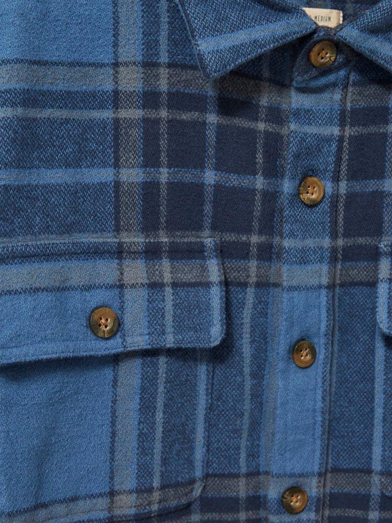 Darwen Check Overshirt in DEEP BLUE - FLAT DETAIL