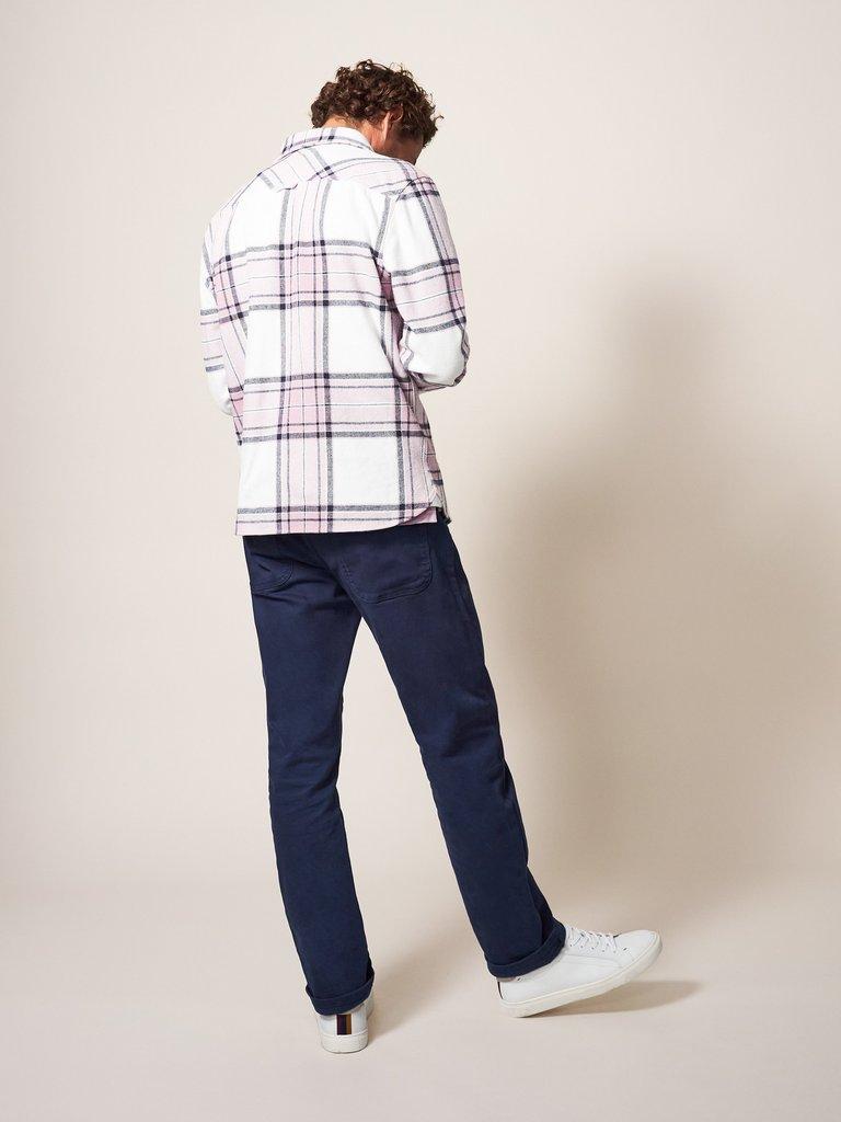 Darwen Check Overshirt in DUS PURPLE - MODEL BACK