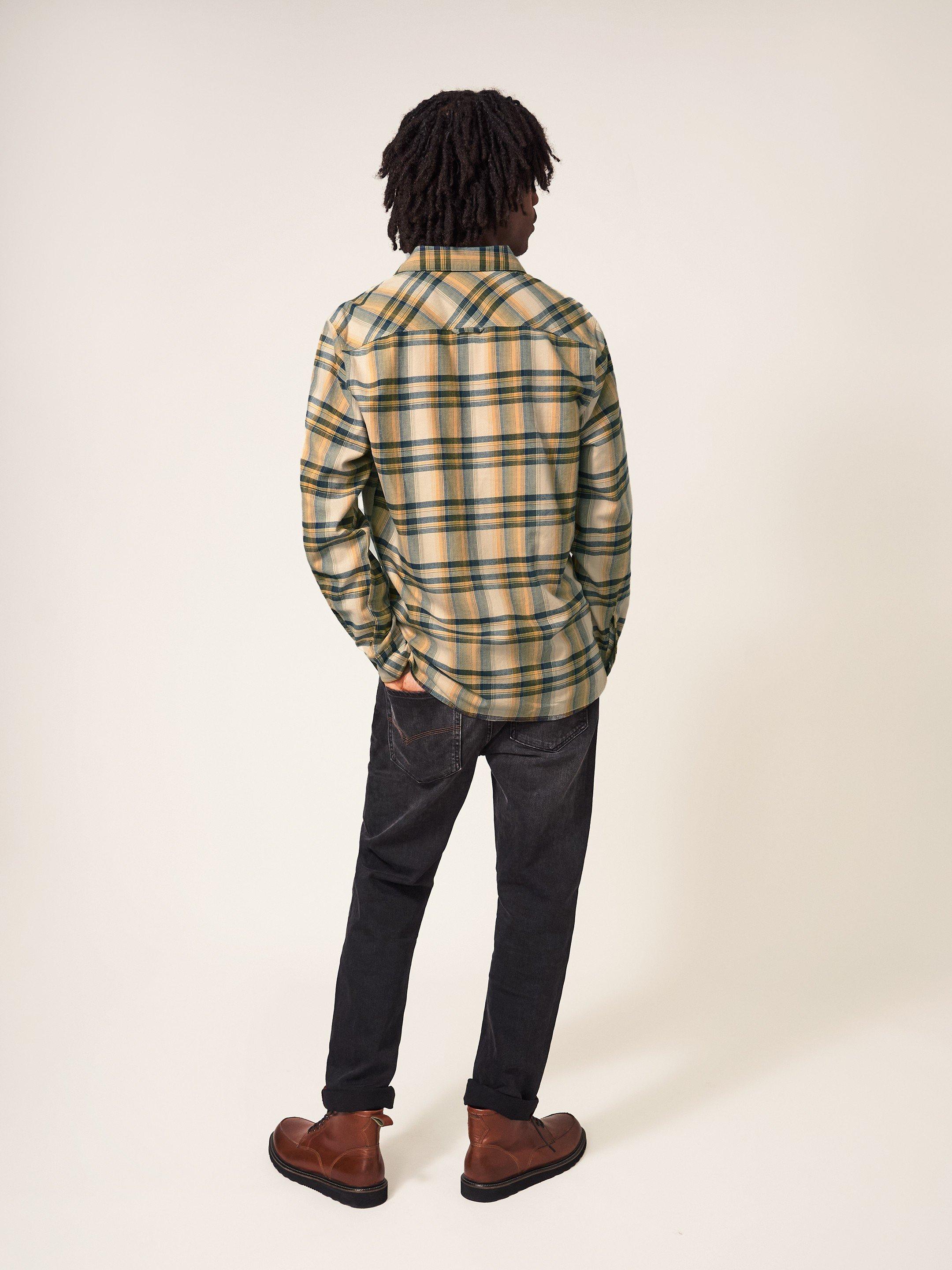 Wallace Checked Shirt in DP YELLOW - MODEL BACK