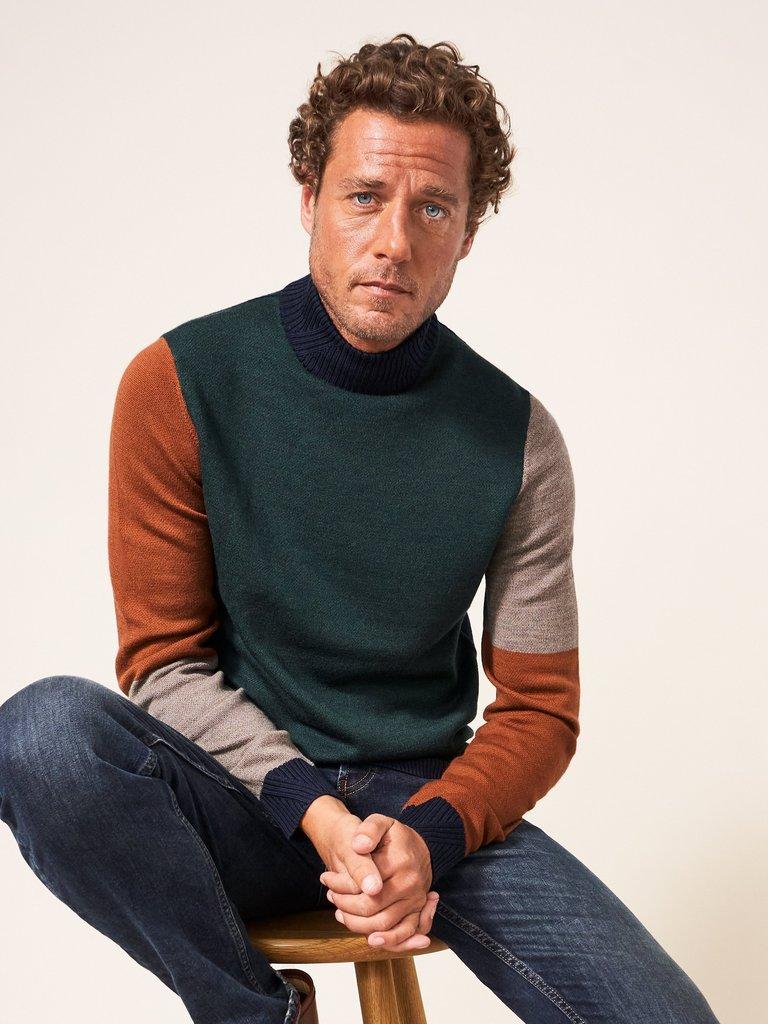 Newport Merino Mock Neck in GREEN MLT - LIFESTYLE