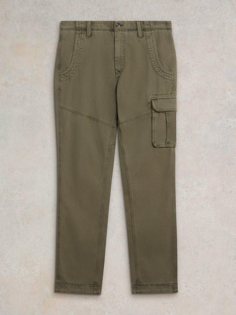 Kegworth Organic Cargo Trouser in KHAKI GRN - FLAT FRONT