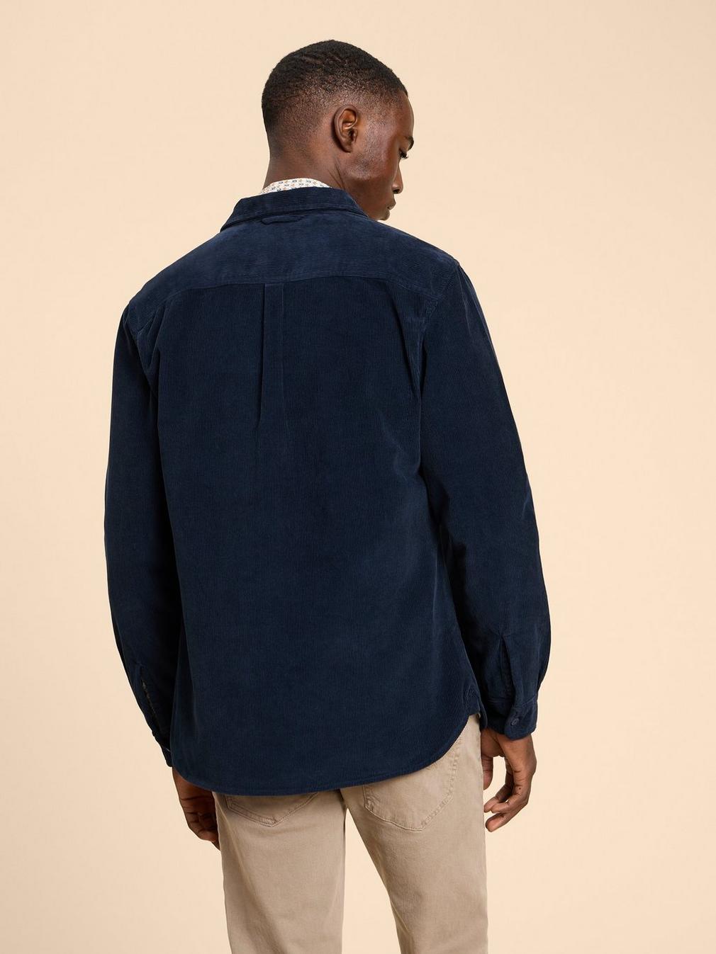 Whitwick Cord Shirt in DARK NAVY - MODEL BACK